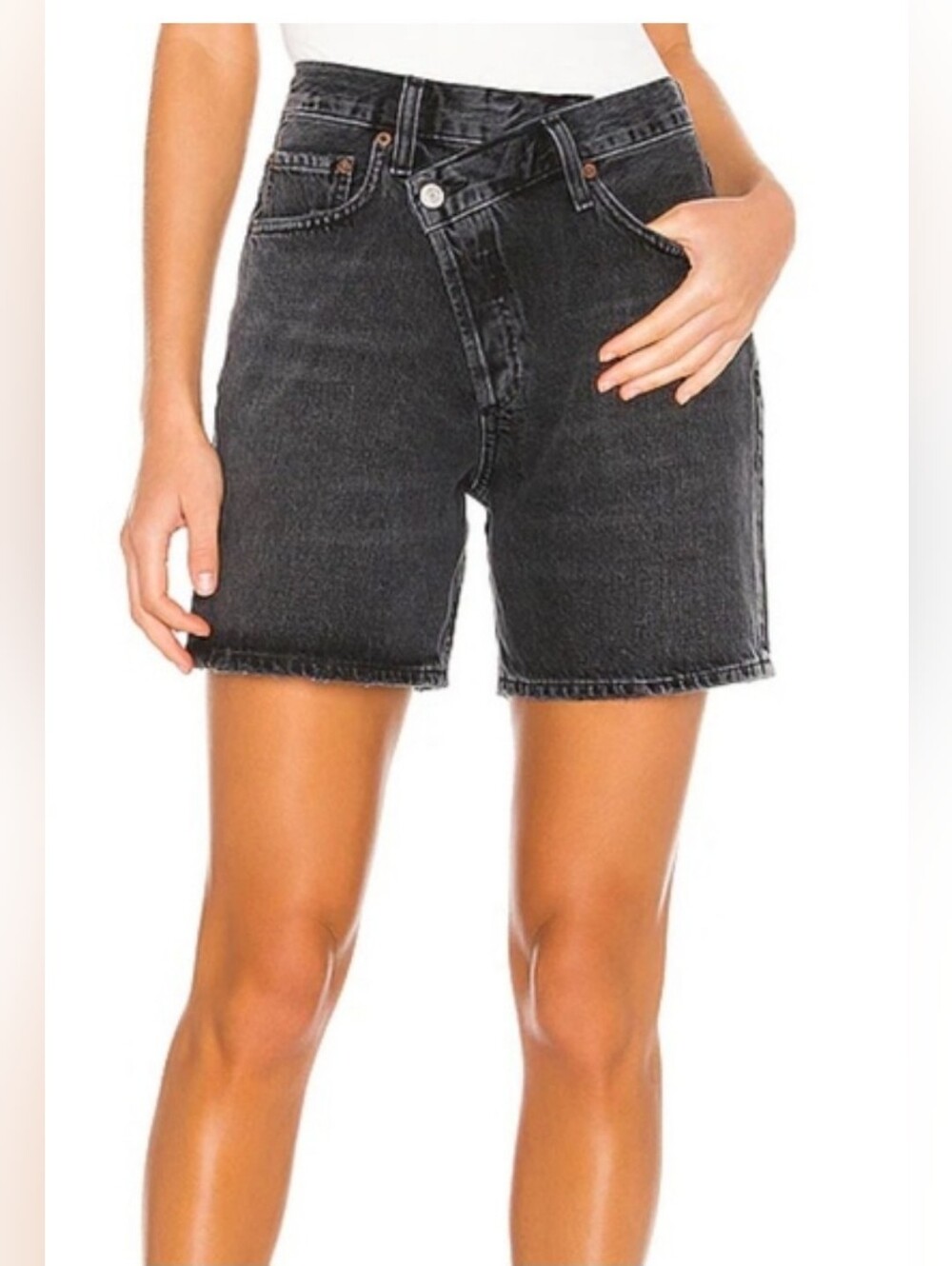 NWT Agolde Criss Cross Upsized Denim Shorts in Photogram